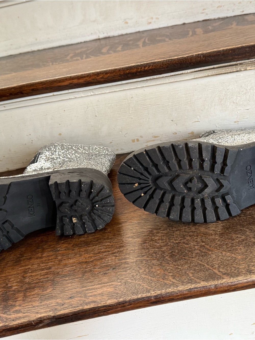 Kenzo Silver Glitter Boots with black rubber soles - Picture 6 of 7